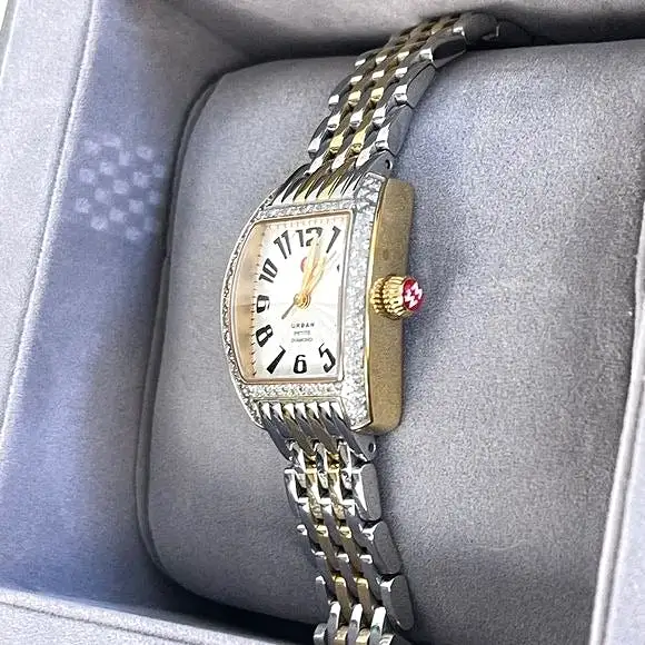 Michele gold and silver watch with diamonds