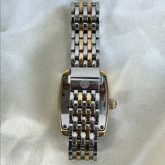 Michele goldand silver watch with diamonds