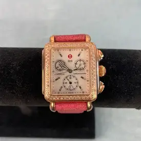 Michele Square Face Rose Gold Diamonds Watch