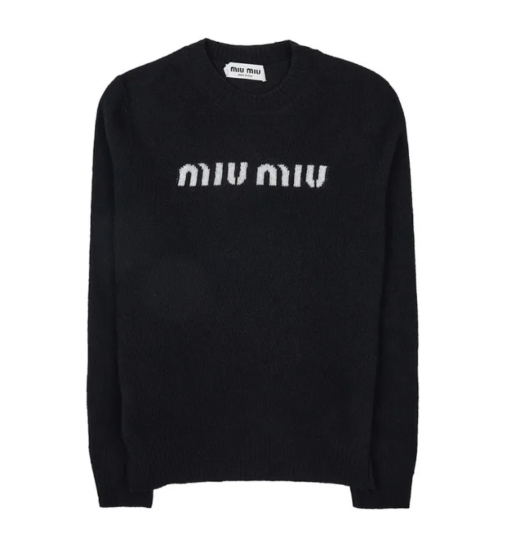 MiuMiu  |Casual Style Street Style Logo V-neck & Crew neck