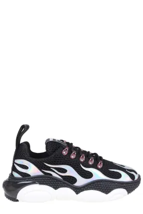 Moschino Round Toe Lace-Up Sneakers