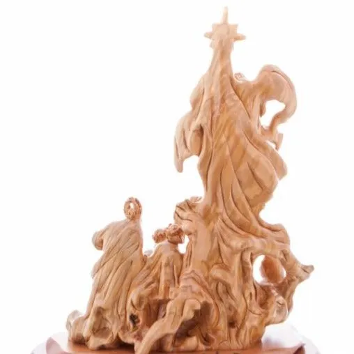 Nativity Scene Masterpiece Wood Carving, 15.7 from Holy Land