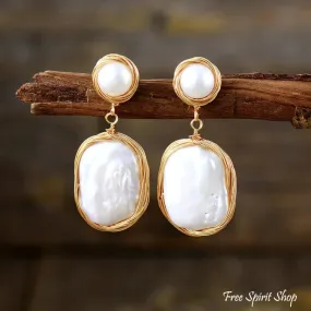 Natural Freshwater Pearl & Mother-of-Pearl Earrings