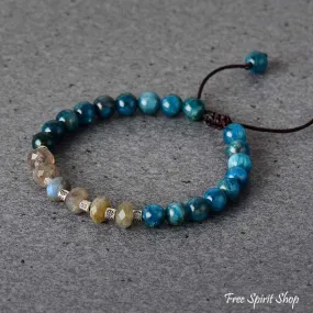 Natural Labradorite & Apatite Bead Bracelet