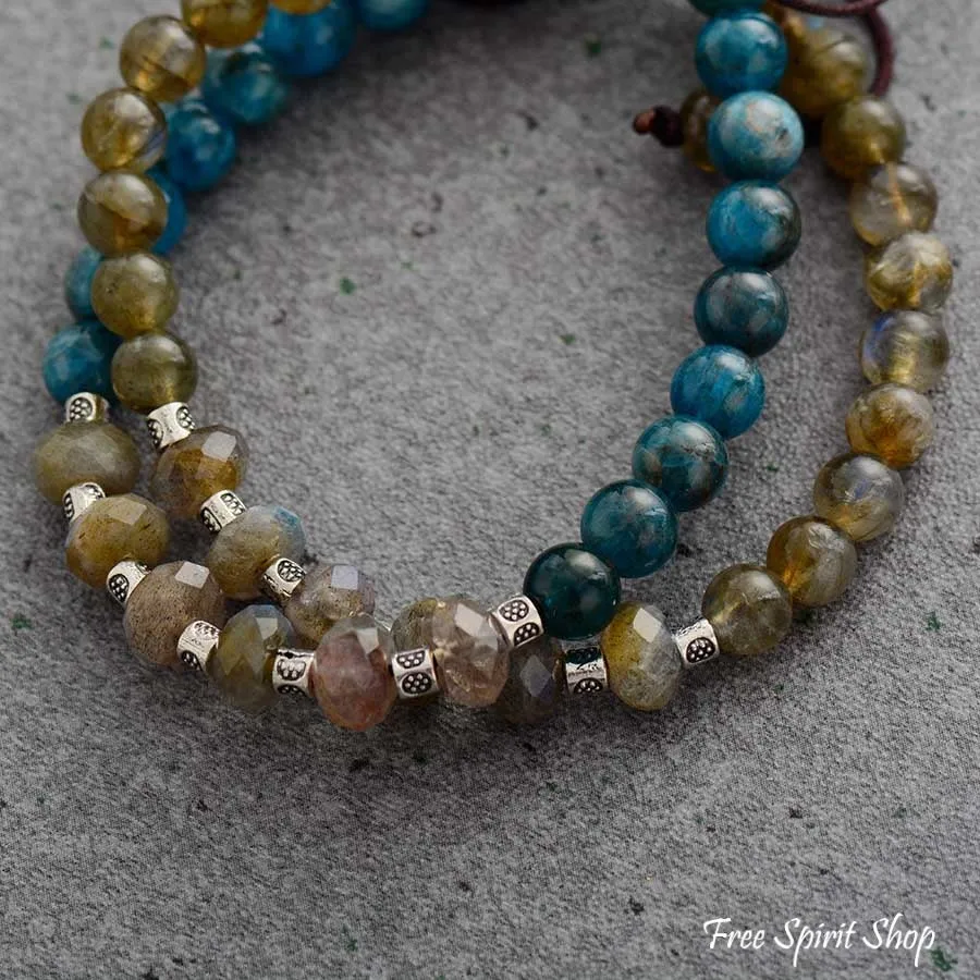 Natural Labradorite & Apatite Bead Bracelet