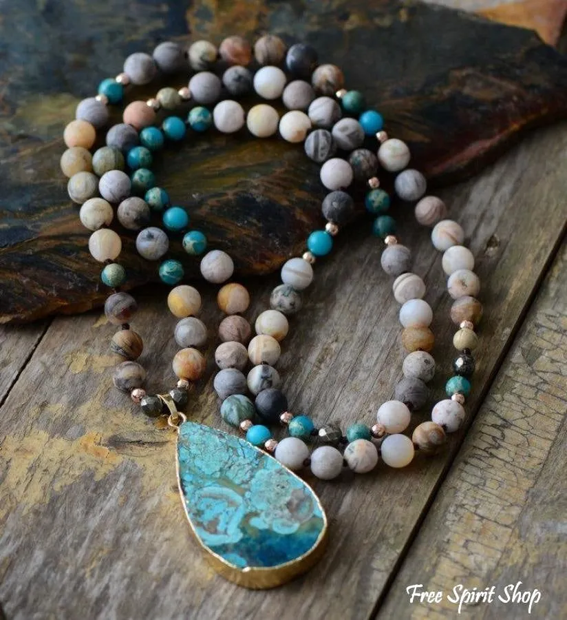 Natural Ocean Jasper Beaded Neckace