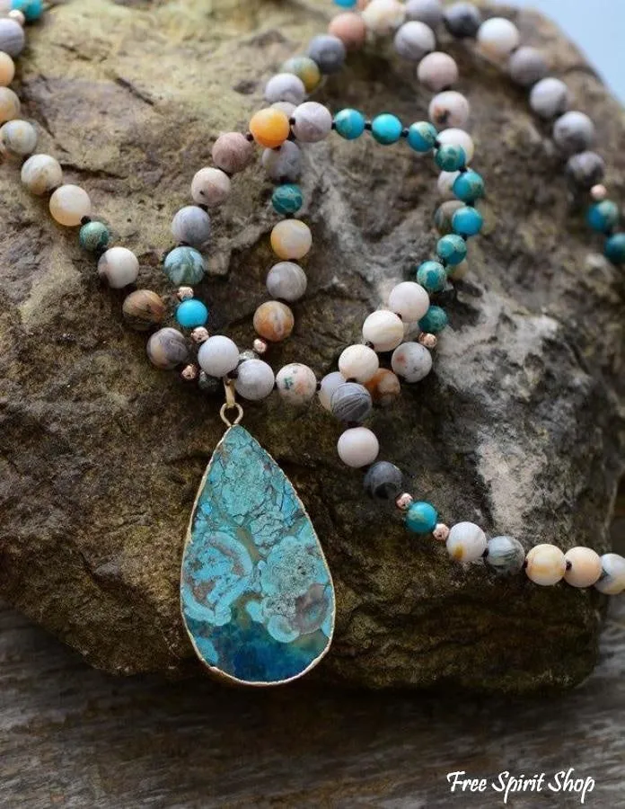 Natural Ocean Jasper Beaded Neckace