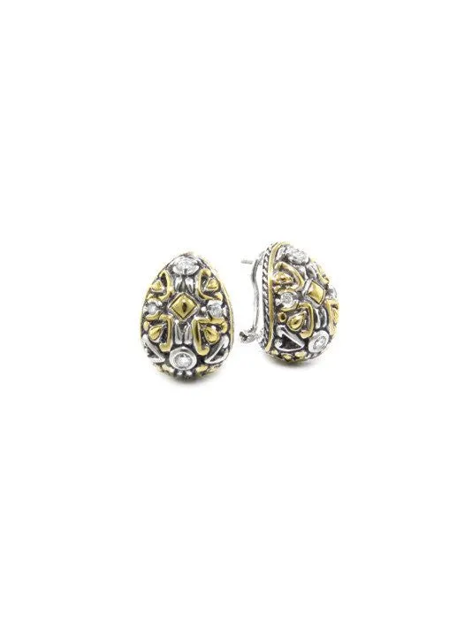 O-Link Collection Filigree CZ Post Clip Earrings by John Medeiros