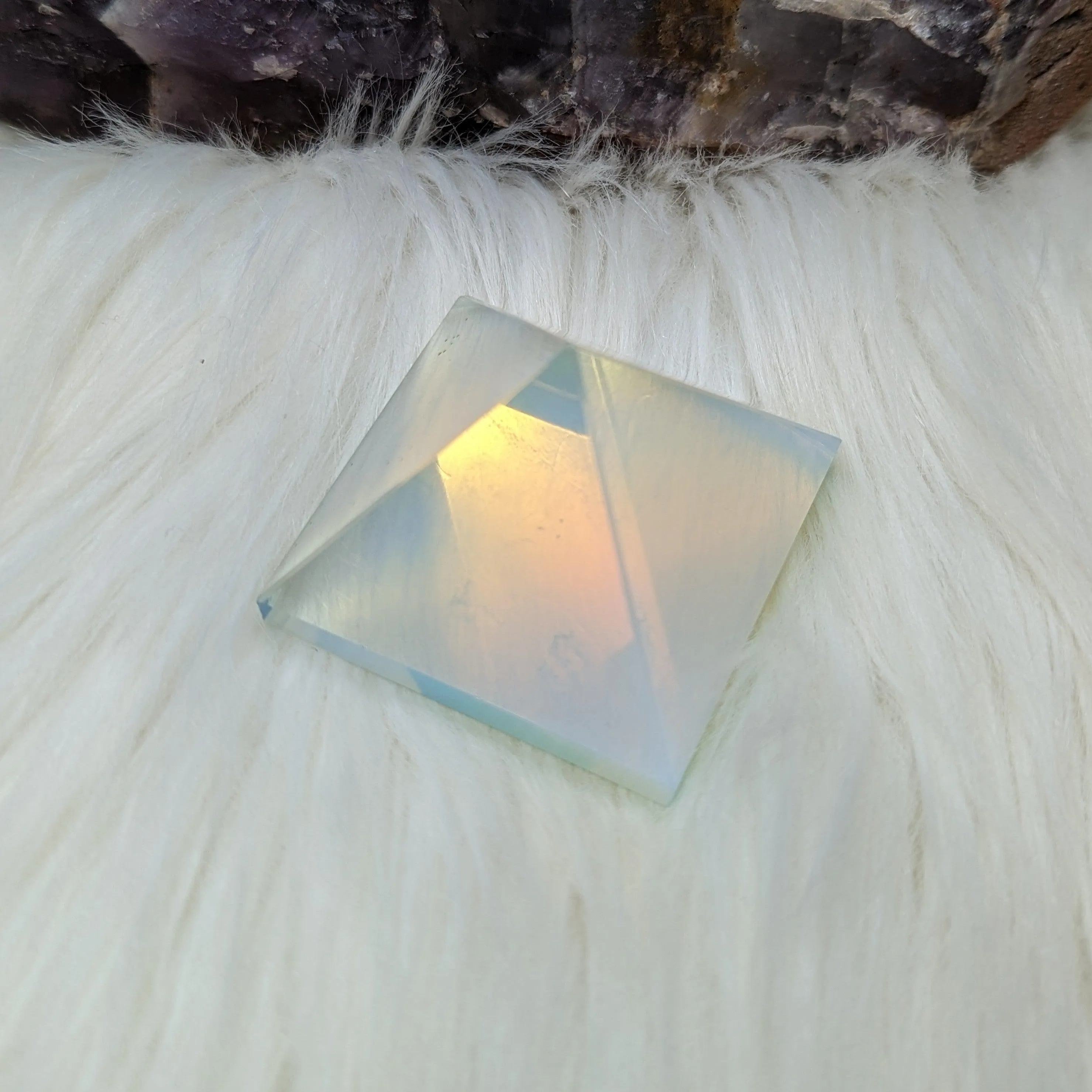 Opalite Glass Pyramid Carving