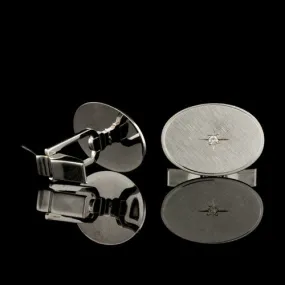 Oval 14KT White Gold, Diamond Cufflinks