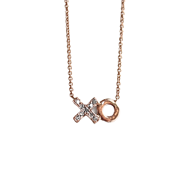 PAVE DIAMOND ROSE GOLD XO NECKLACE