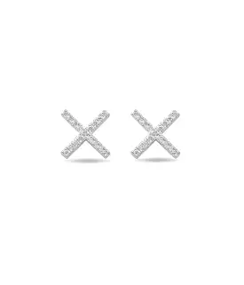 Pave X Posts Earring in Silver