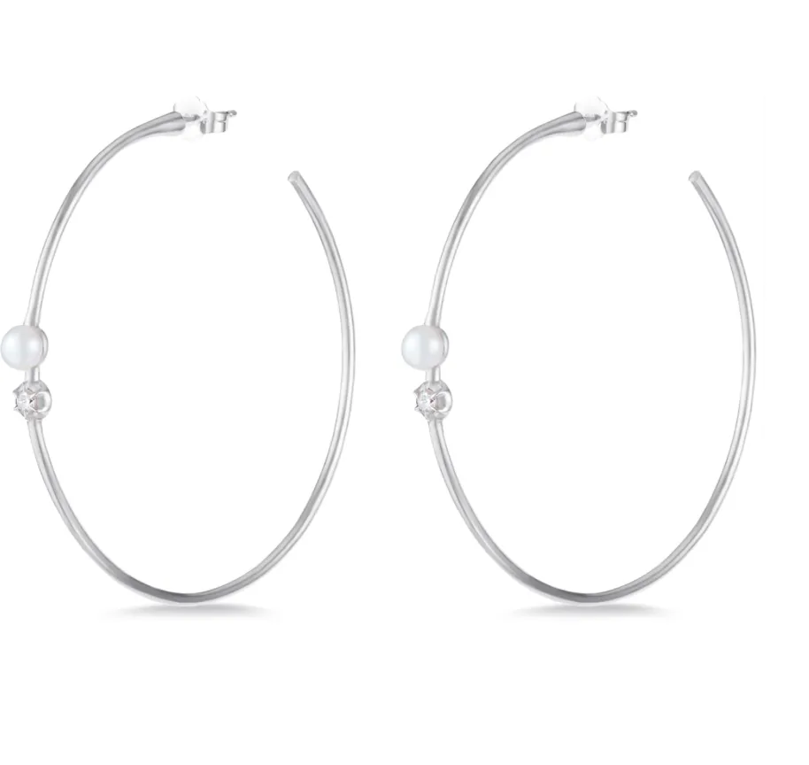 Pearl Rosette Hoops