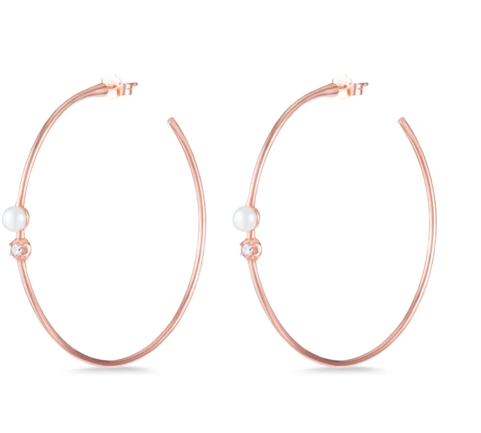 Pearl Rosette Hoops