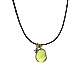 Peridot & Diamond Dangle Leather Necklace