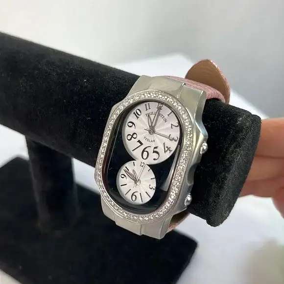 Philip Stein Oval with Diamonds Double Dial Watch