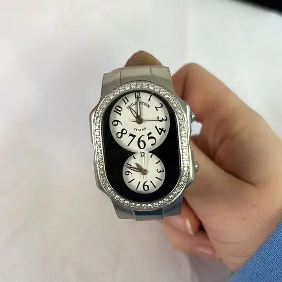 Philip SteinOval with Diamonds Double Dial Watch