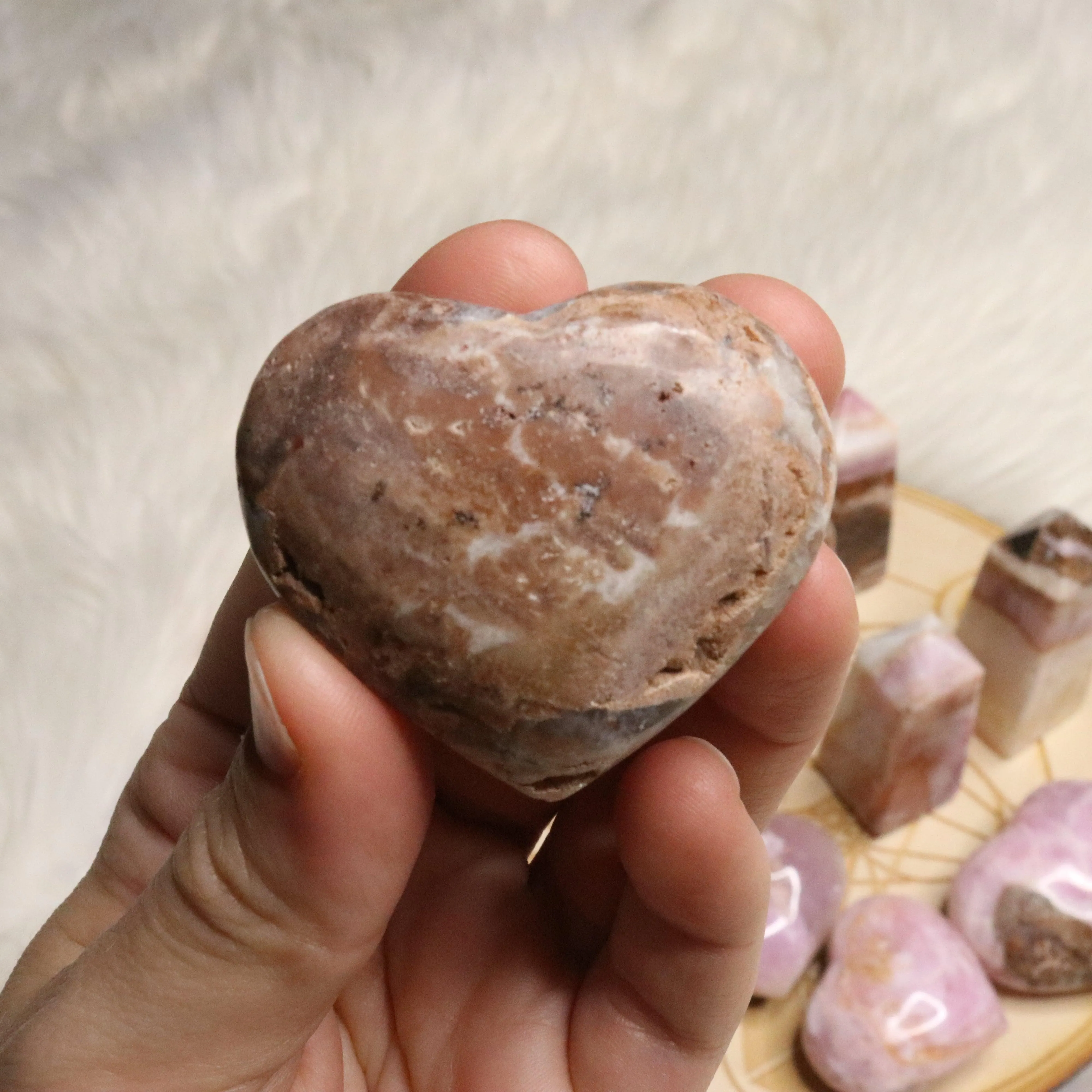 Pink Aragonite Small Heart~ One Heart Carving ~ Cobaltine Calcite