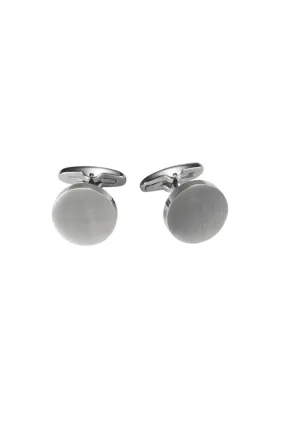 Premium Cufflinks - Round Brushed Stainless Steel (285-12)