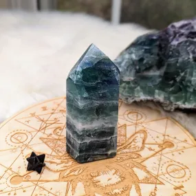 Rainbow Flourite Obelisk Carving with Rainbow Inclusions ~Energy Generator~  Vibrant Greens and Blues