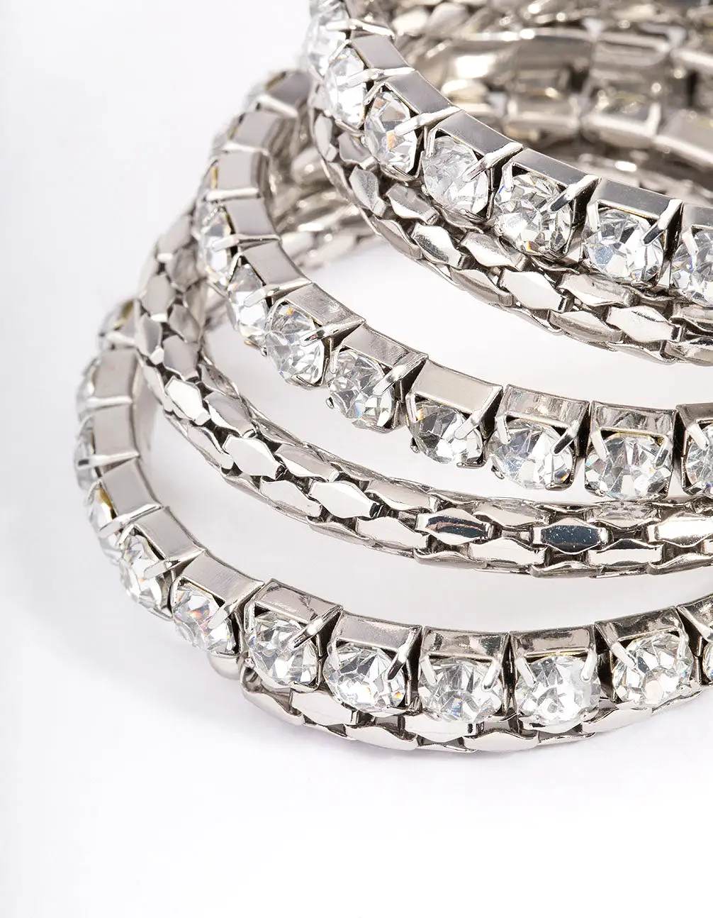 Rhodium Chunky Diamante Chain Wrapped Bracelet