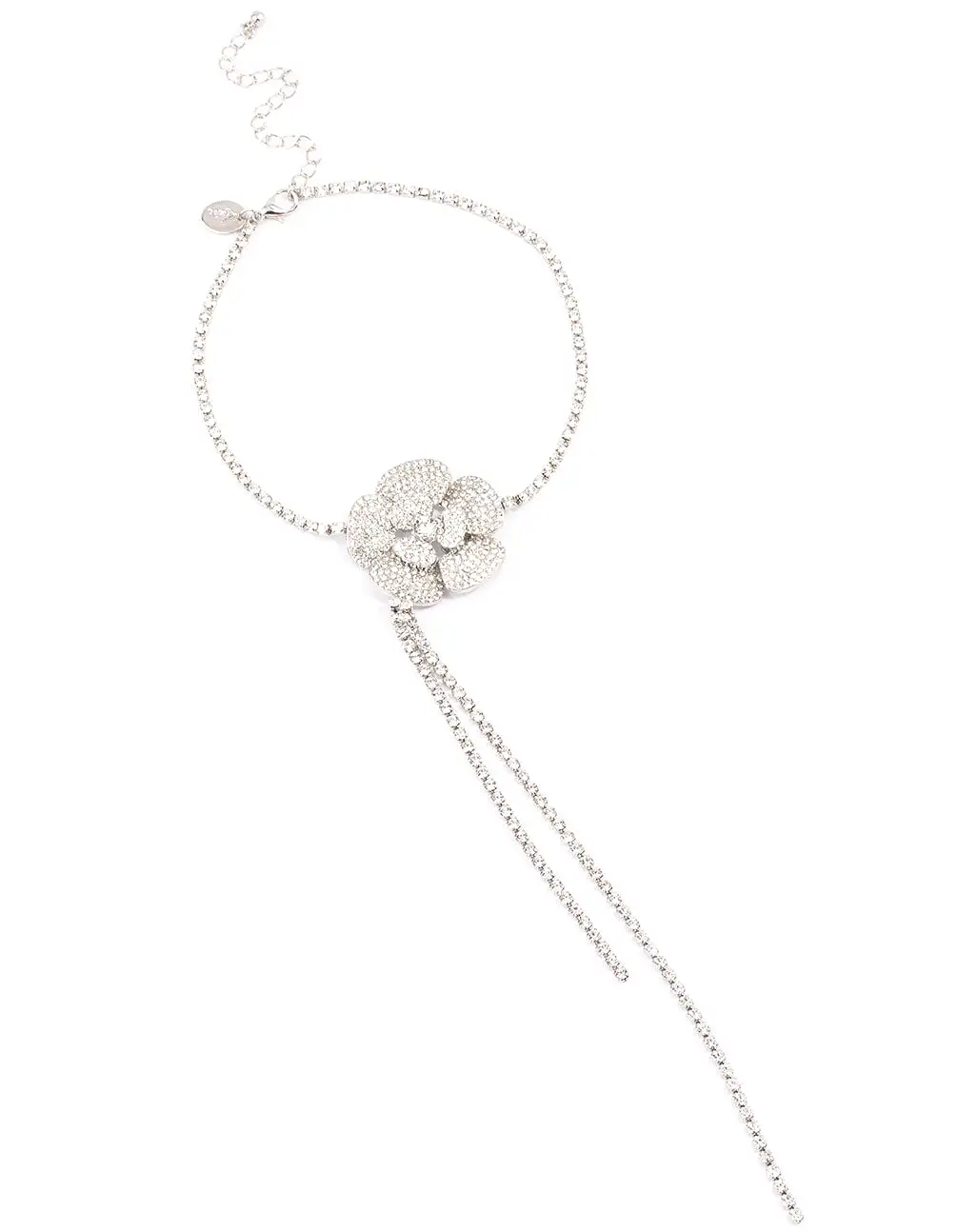 Rhodium Diamante Flower Choker