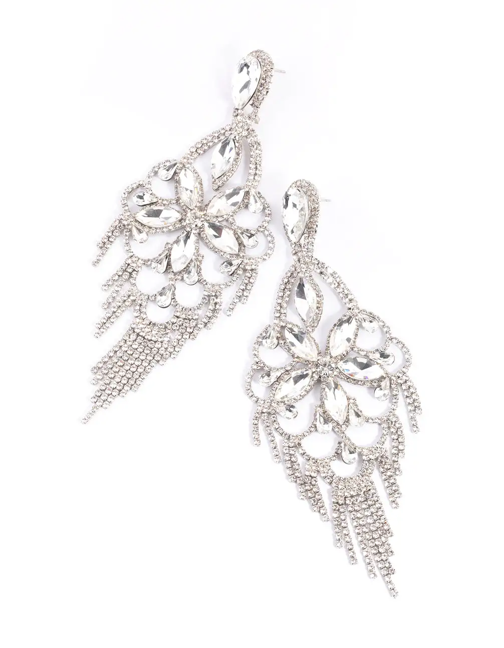 Rhodium Diamante Statement Earrings