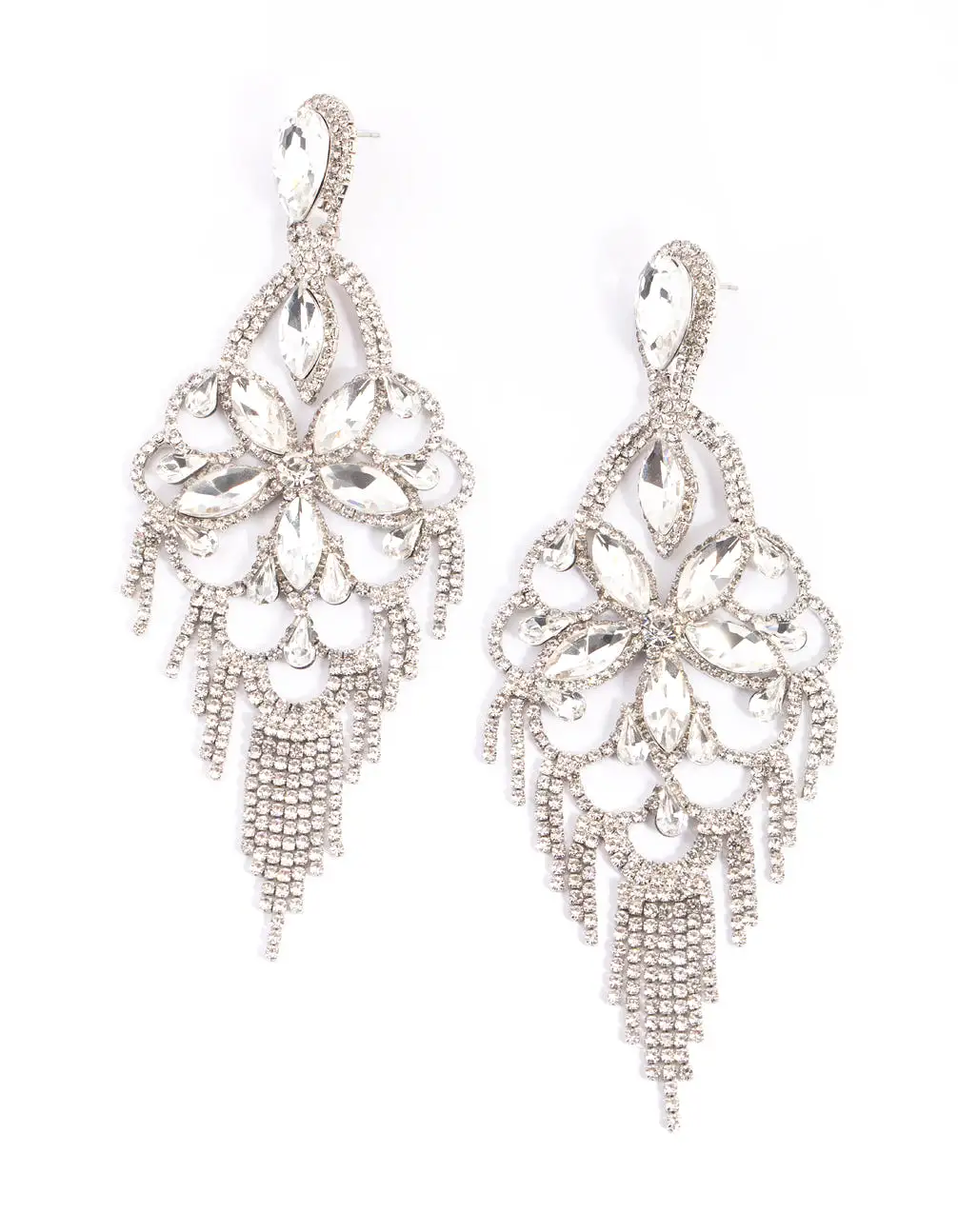 Rhodium Diamante Statement Earrings