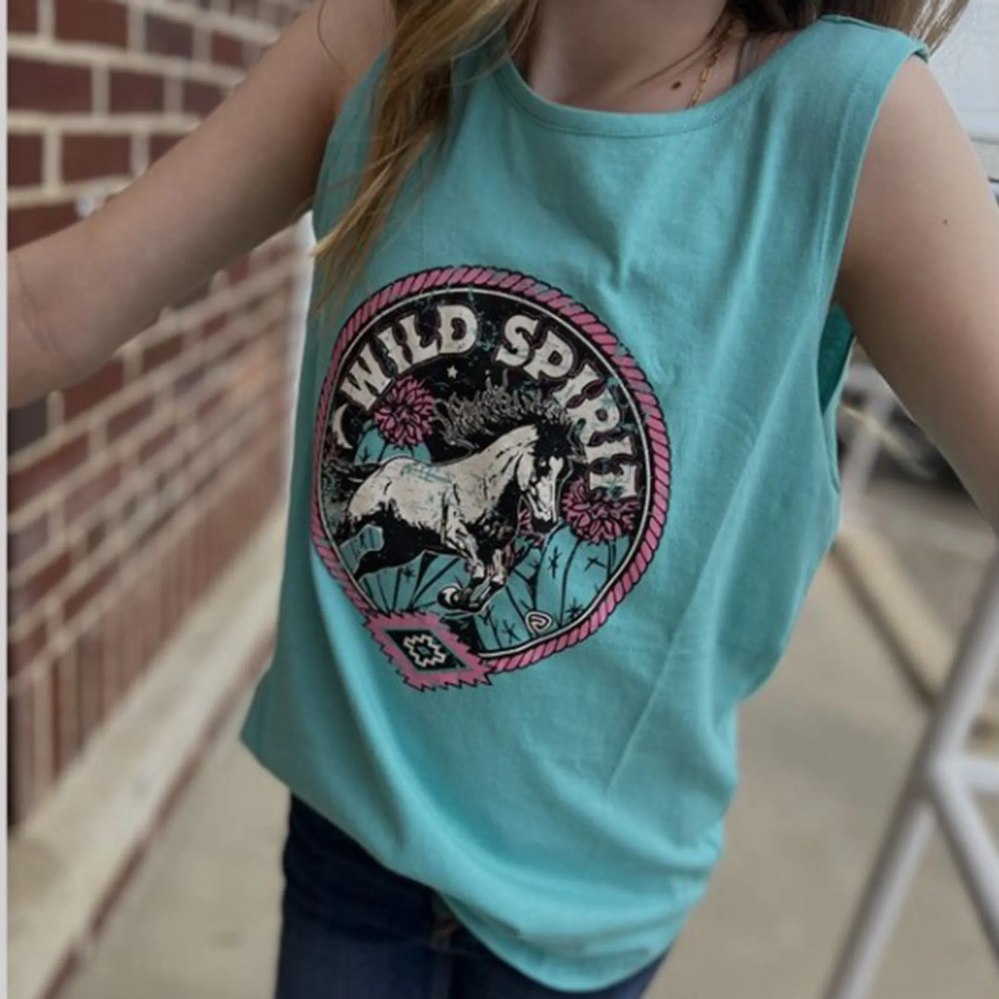 Rock & Roll Girl's Turquoise Wild Spirit Tank