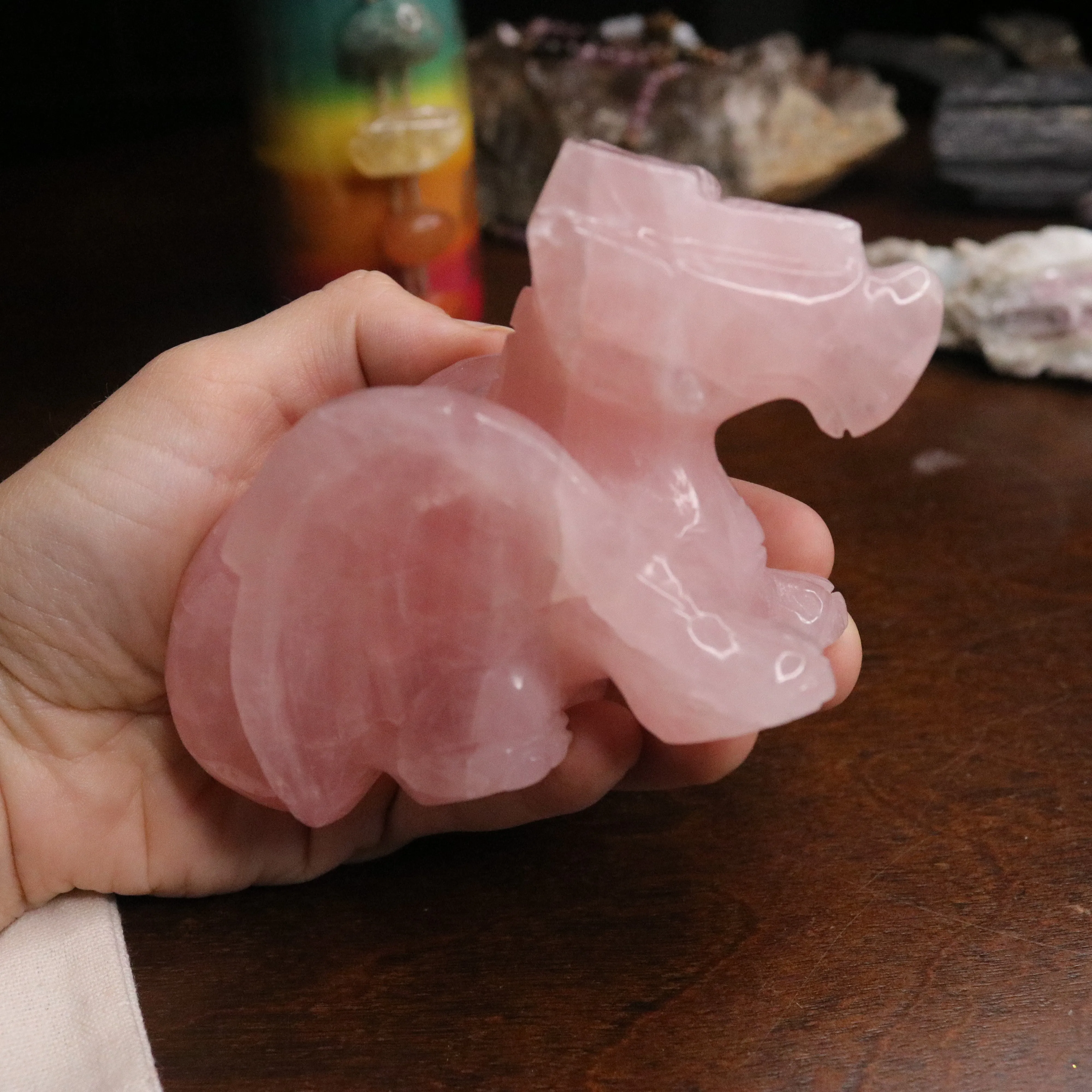 Rose Quartz Dragon Carving