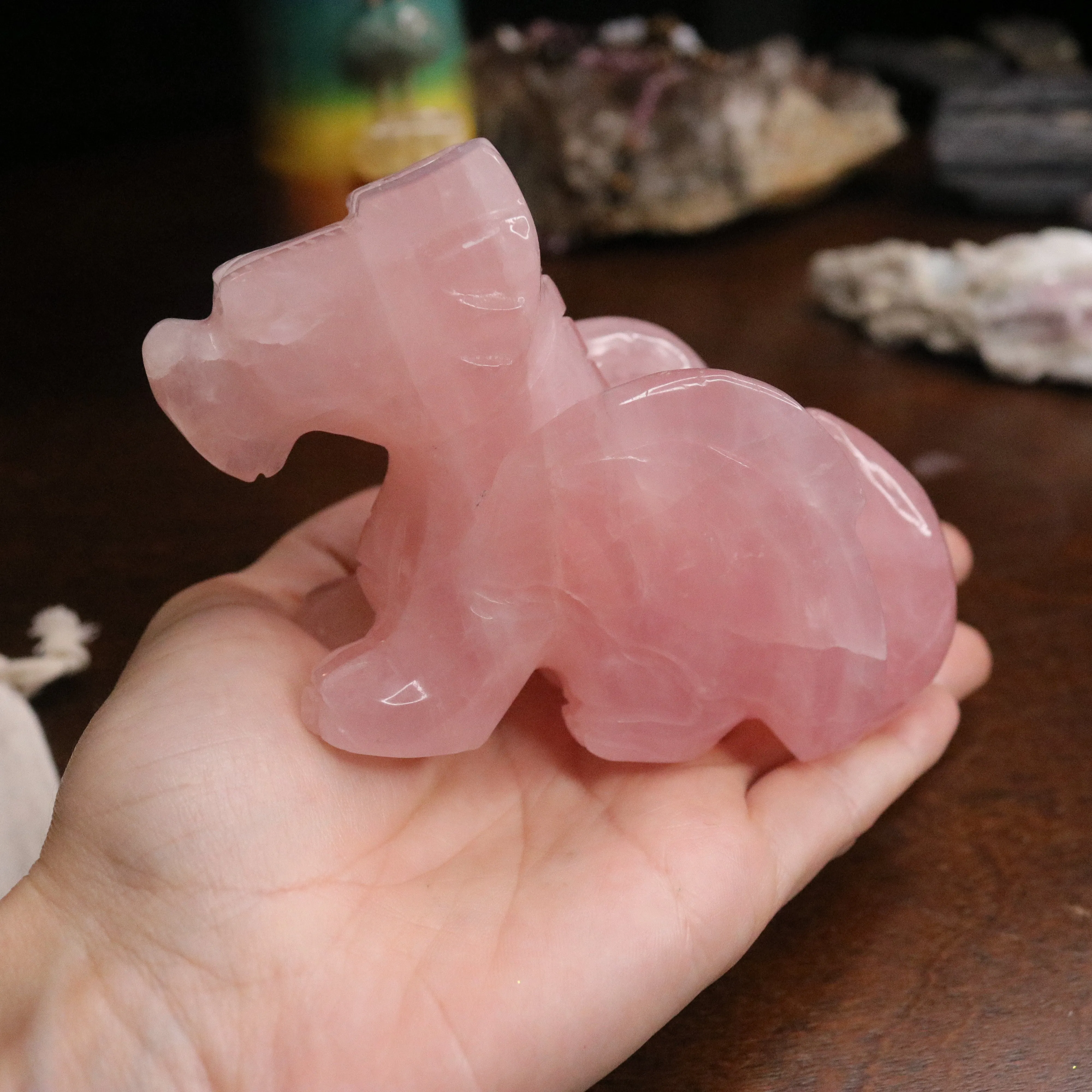 Rose Quartz Dragon Carving