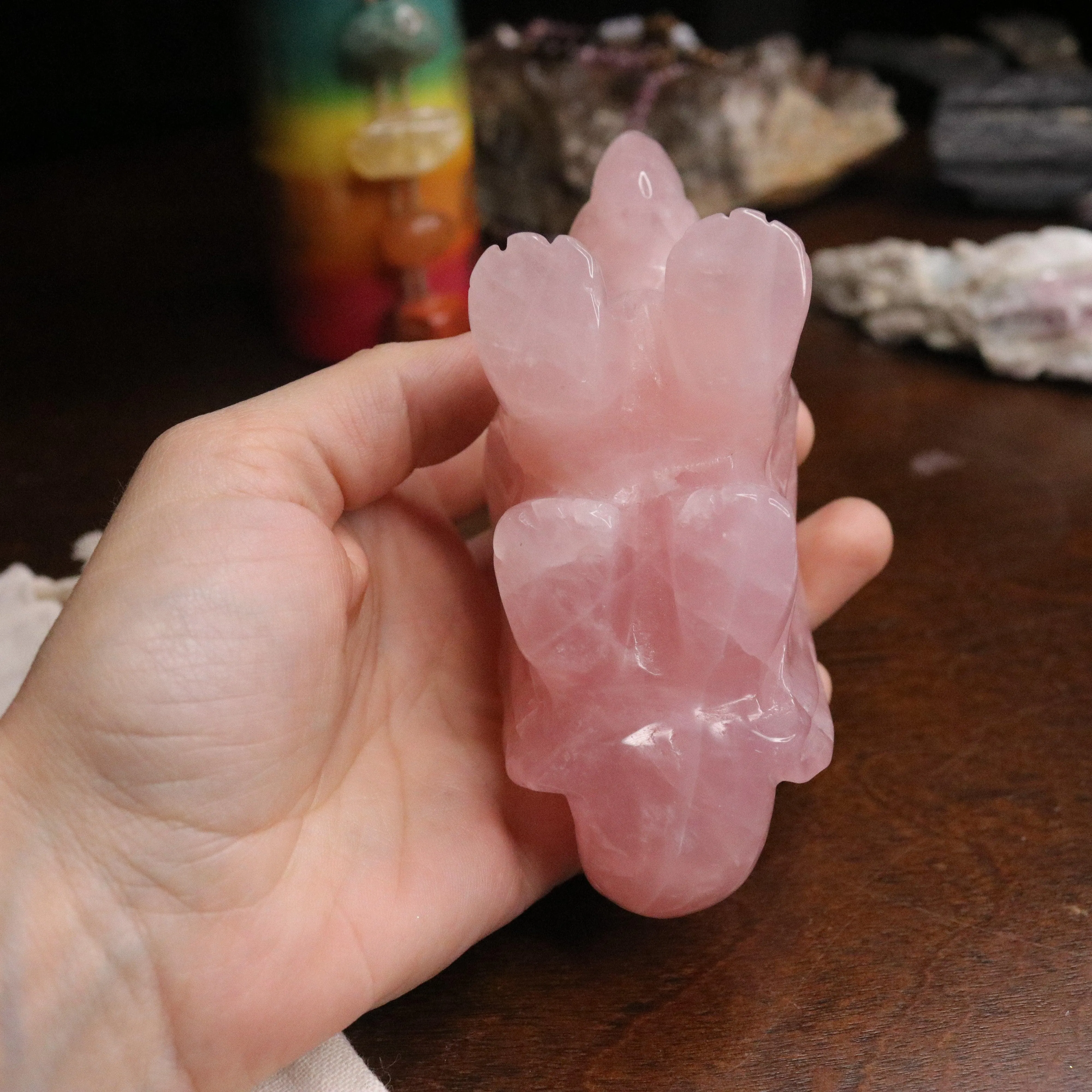 Rose Quartz Dragon Carving