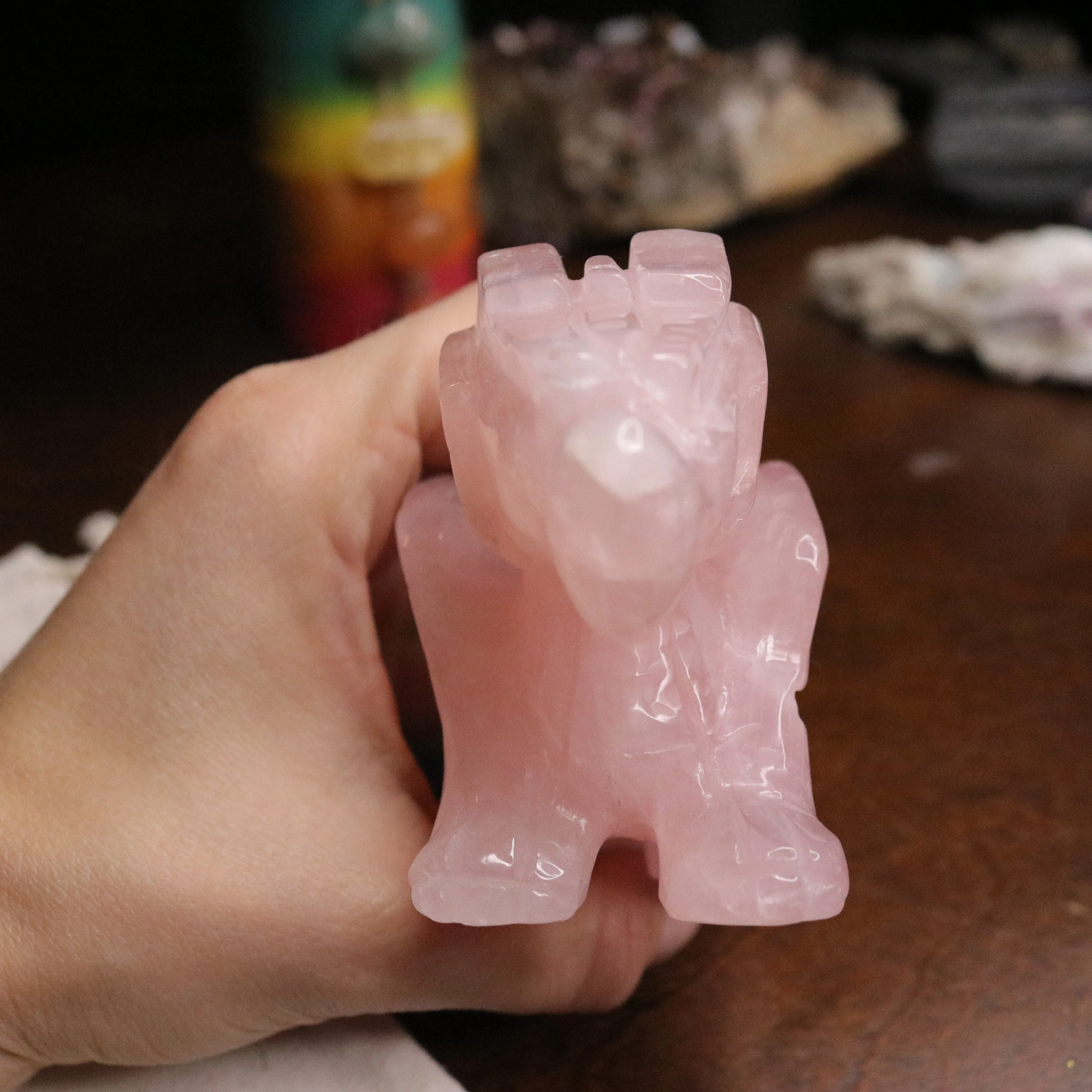 Rose Quartz Dragon Carving