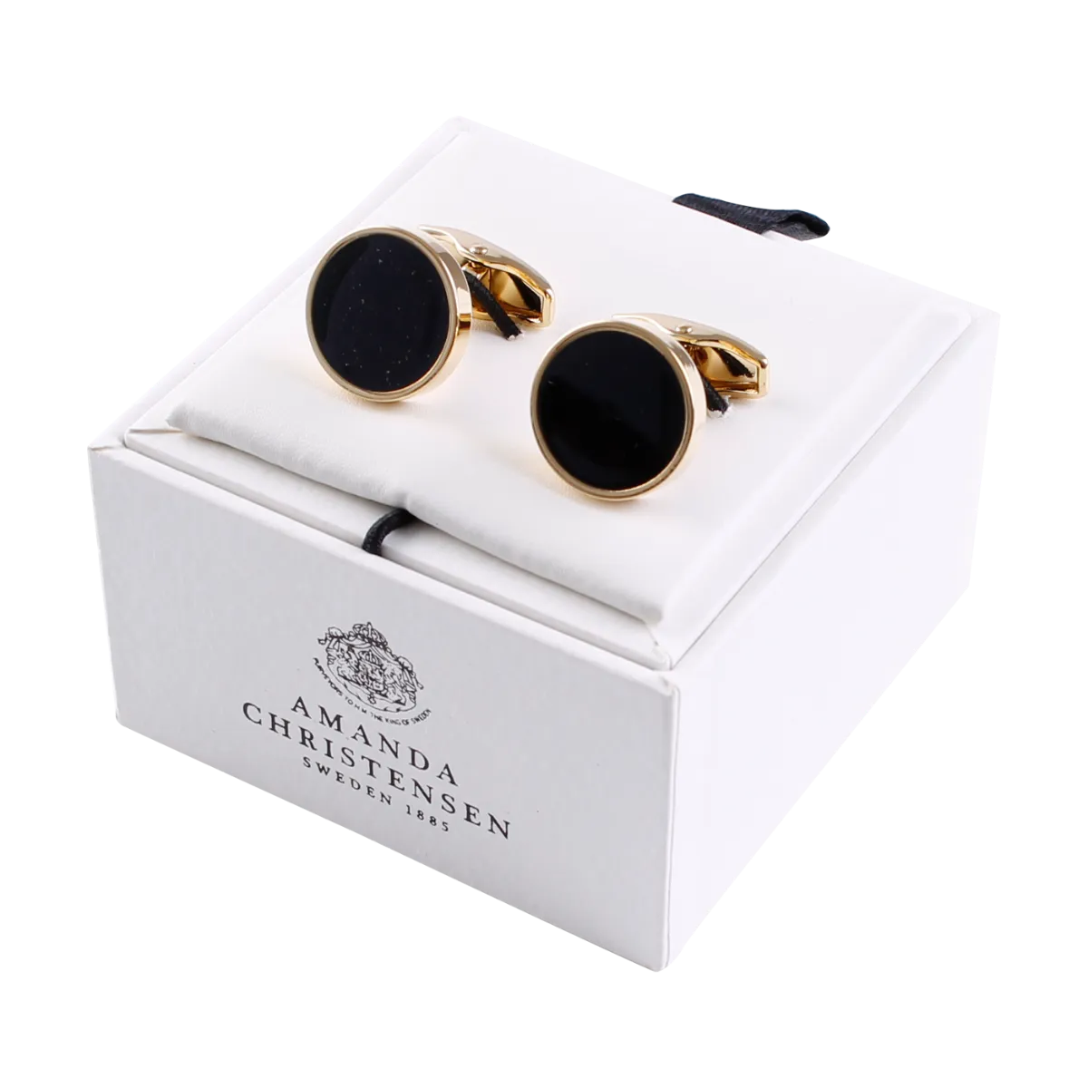 Round Onyx Solid Brass Cufflinks by House of Amanda Christensen