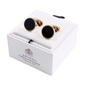 Round Onyx Solid Brass Cufflinks by House of Amanda Christensen