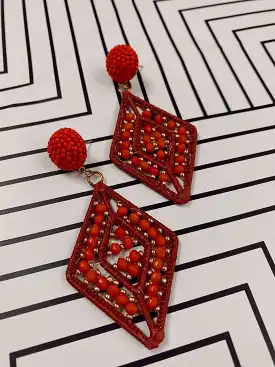 Rust Beaded Drop Earrings