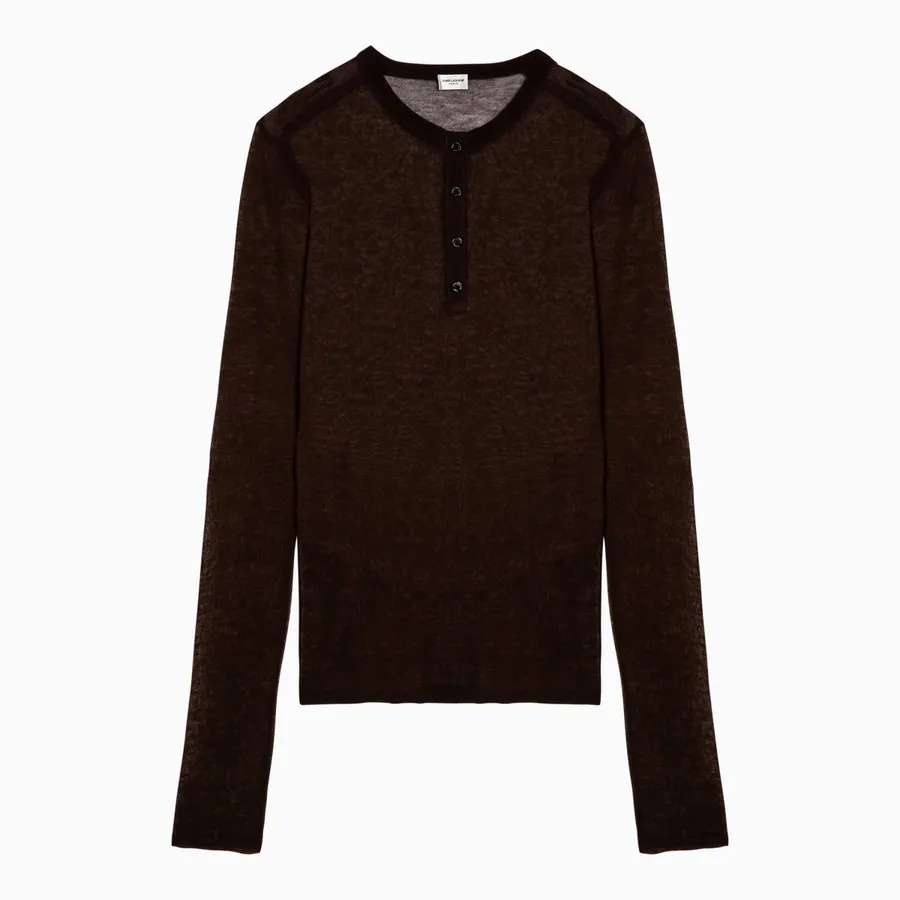 Saint Laurent  |Casual Style Unisex Wool Long Sleeves Plain Logo