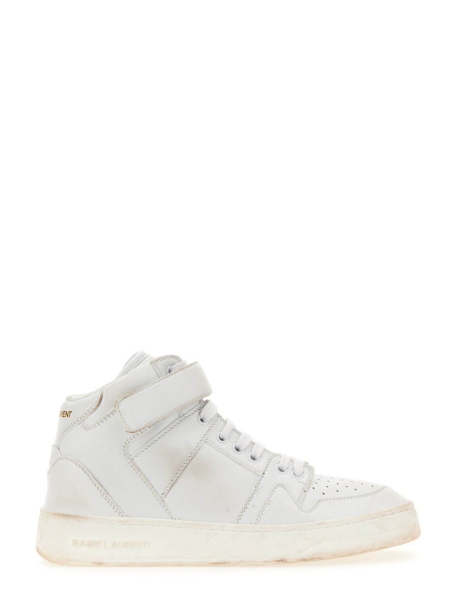 SAINT LAURENT    LAX LEATHER DÉLAVÉ EFFECT SNEAKERS