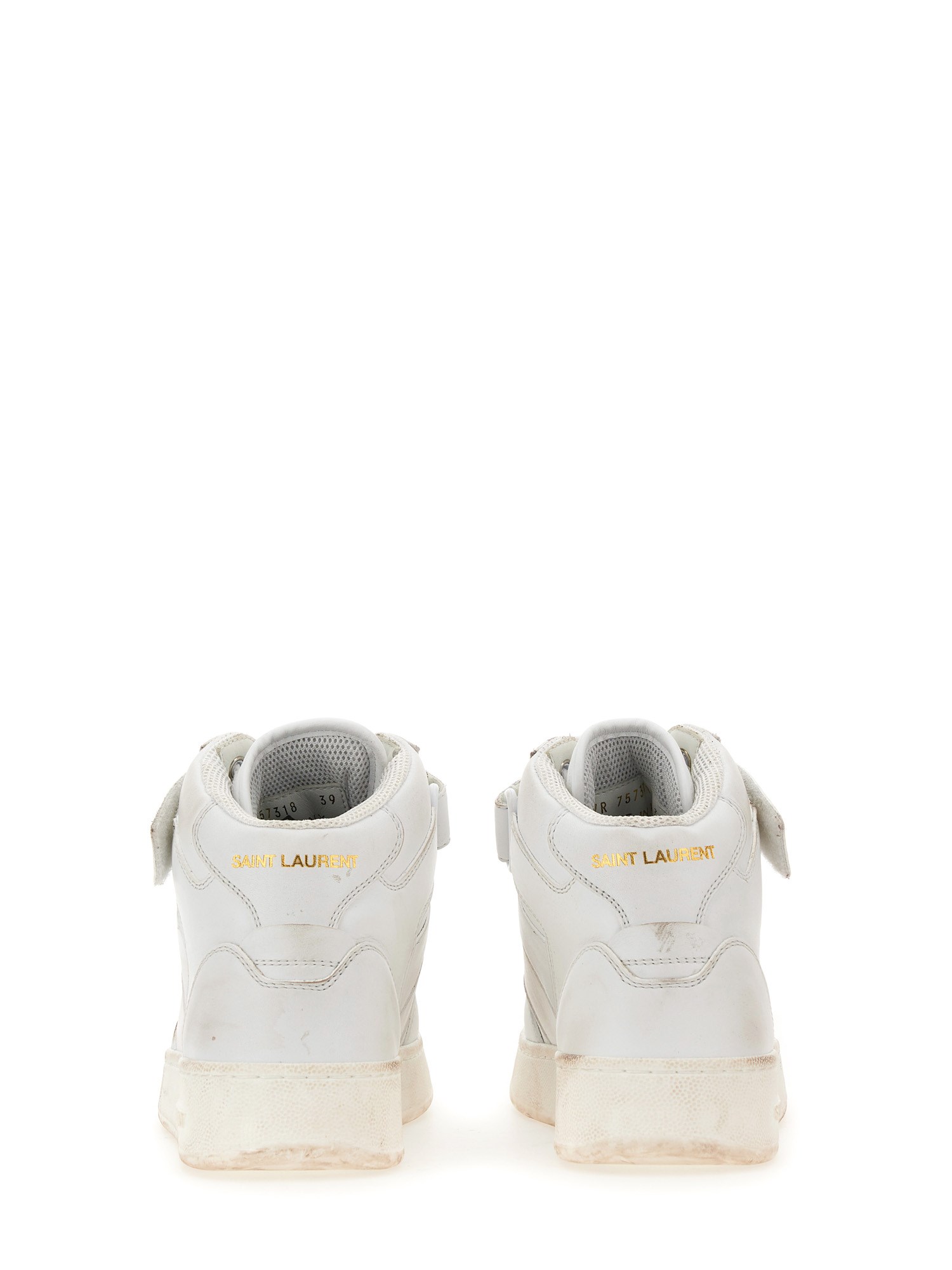 SAINT LAURENT    LAX LEATHER DÉLAVÉ EFFECT SNEAKERS