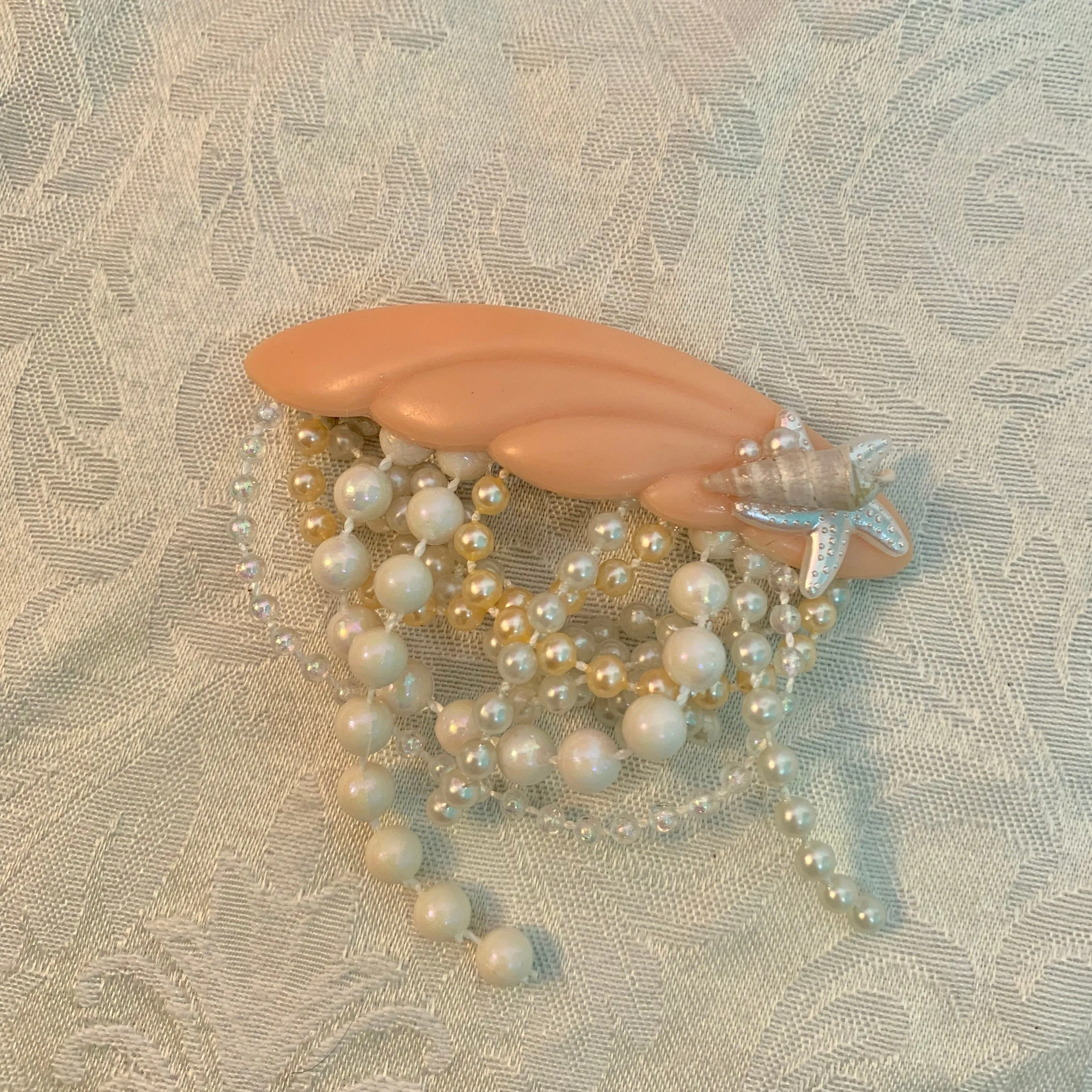 Seashell pearl barrette