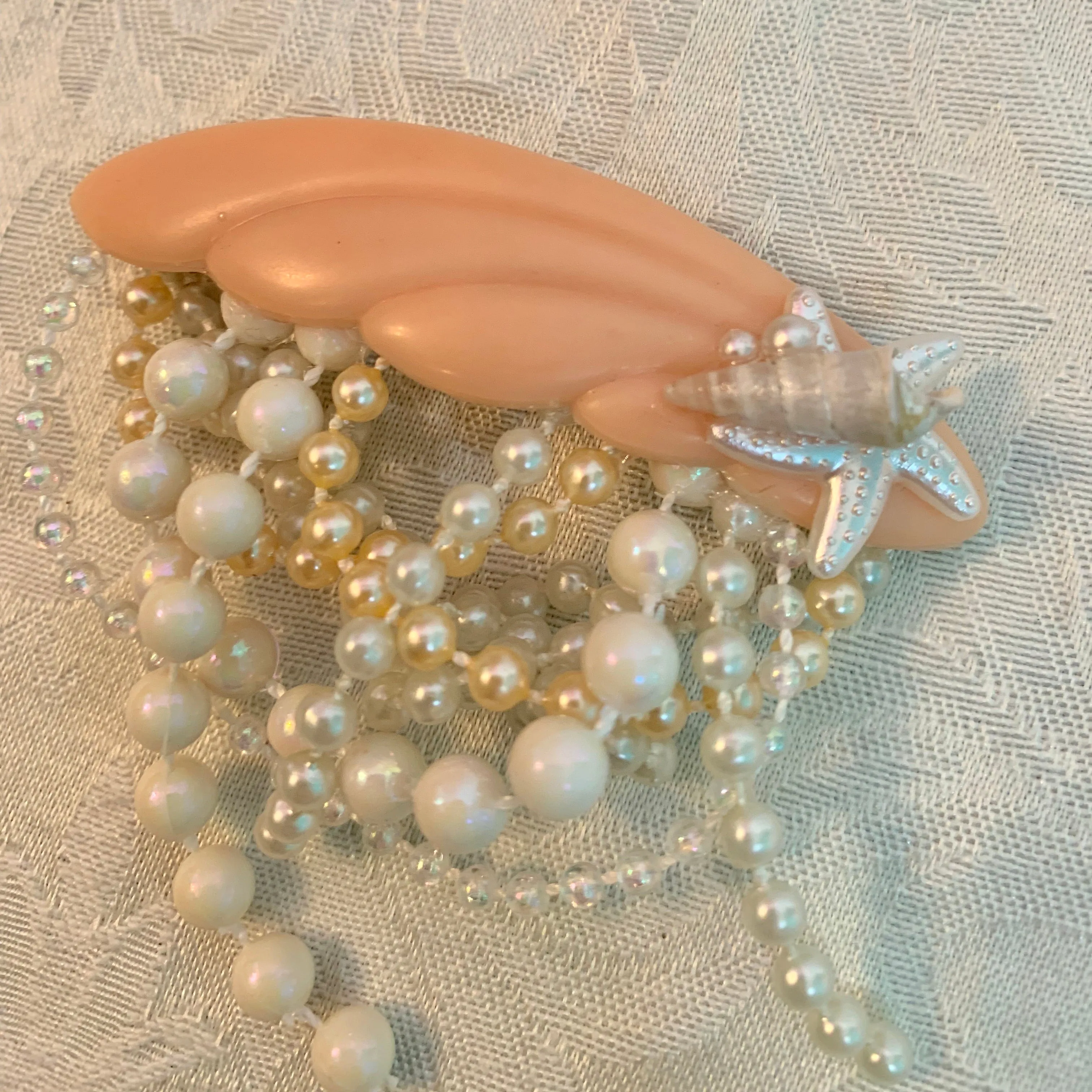 Seashell pearl barrette