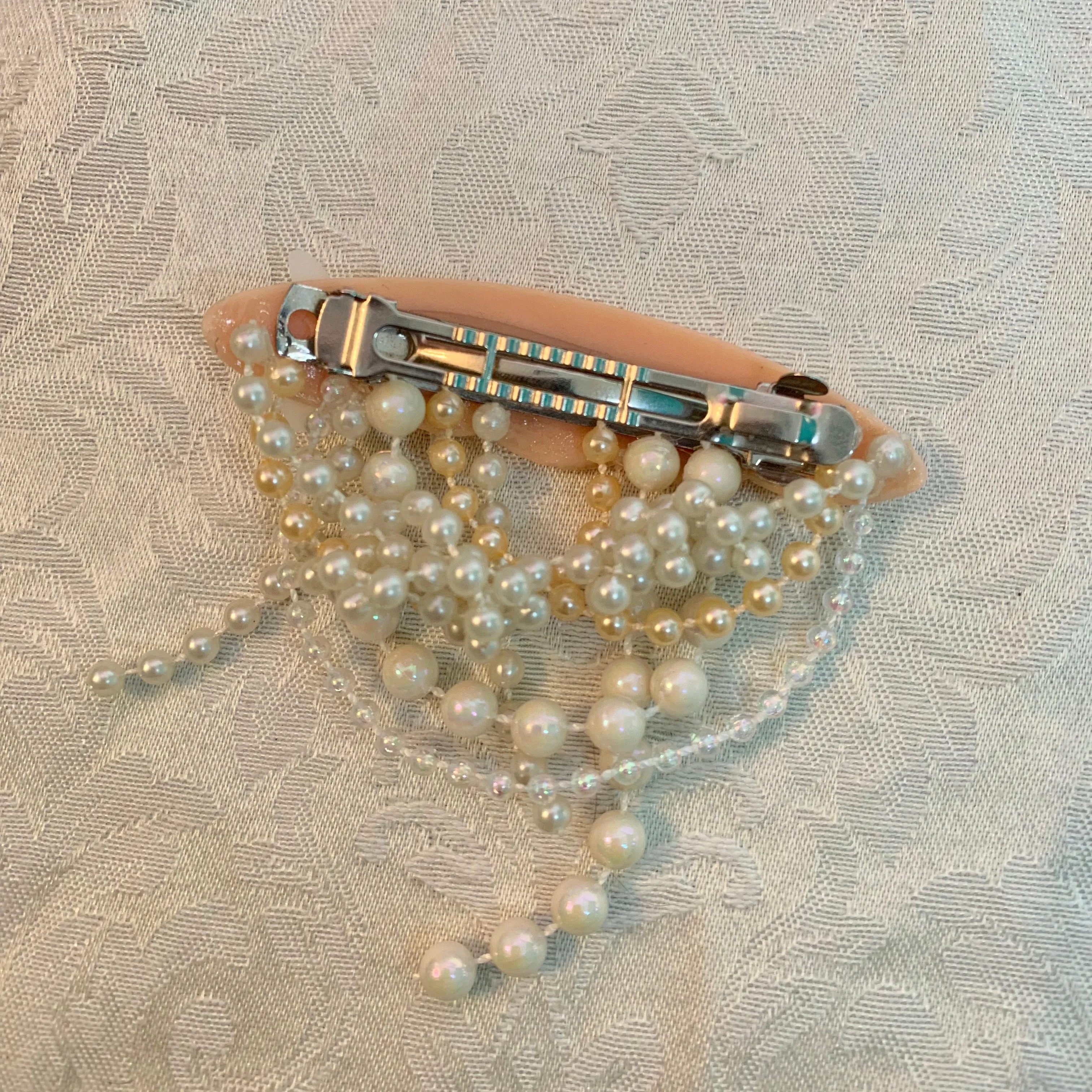 Seashell pearl barrette