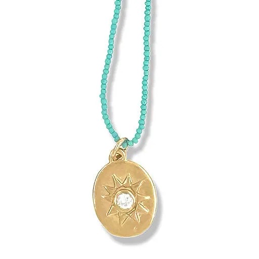 SELENA NECKLACE IN GOLD ON TURQUOISE BEADS