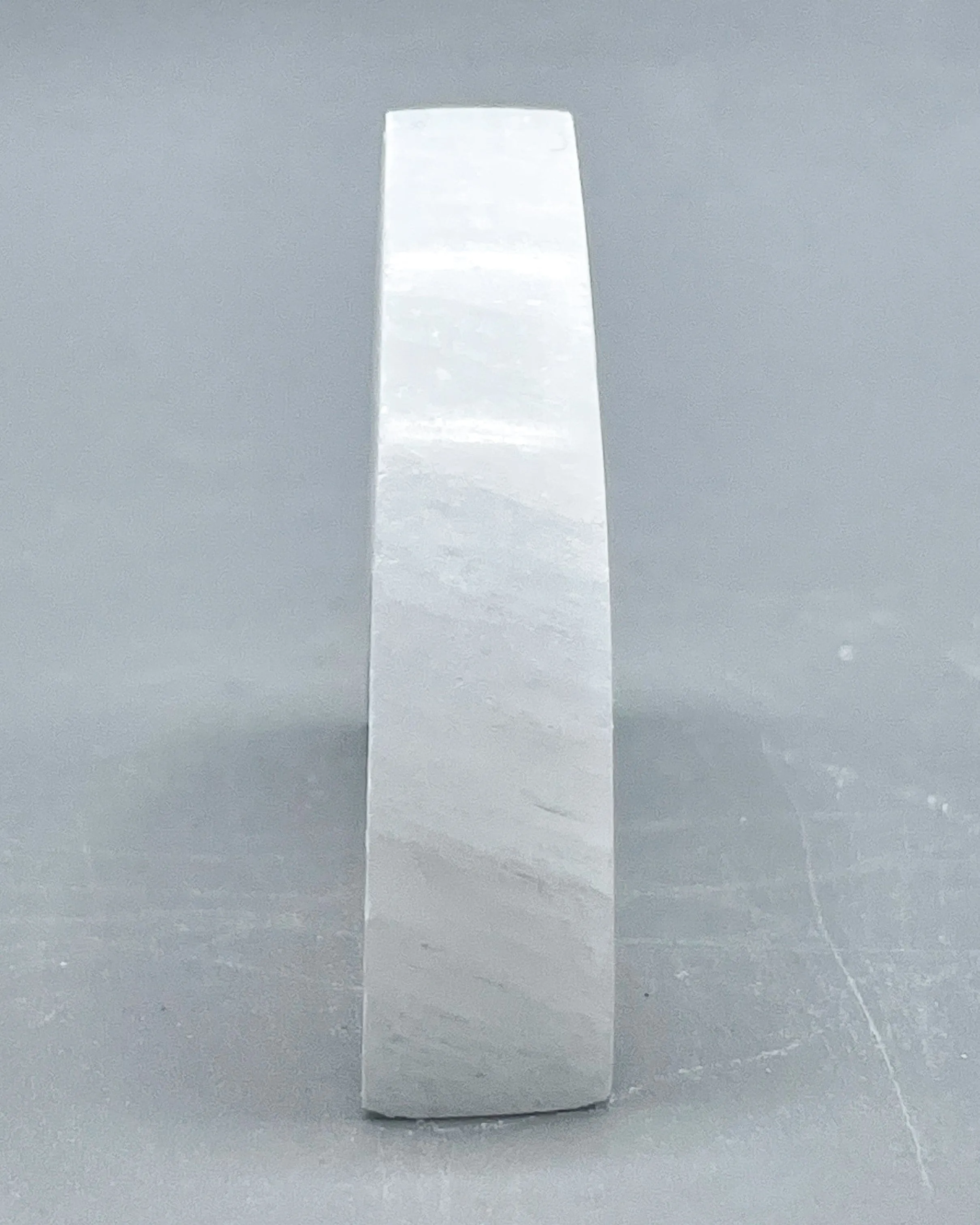 Selenite Geometric Moon Carving