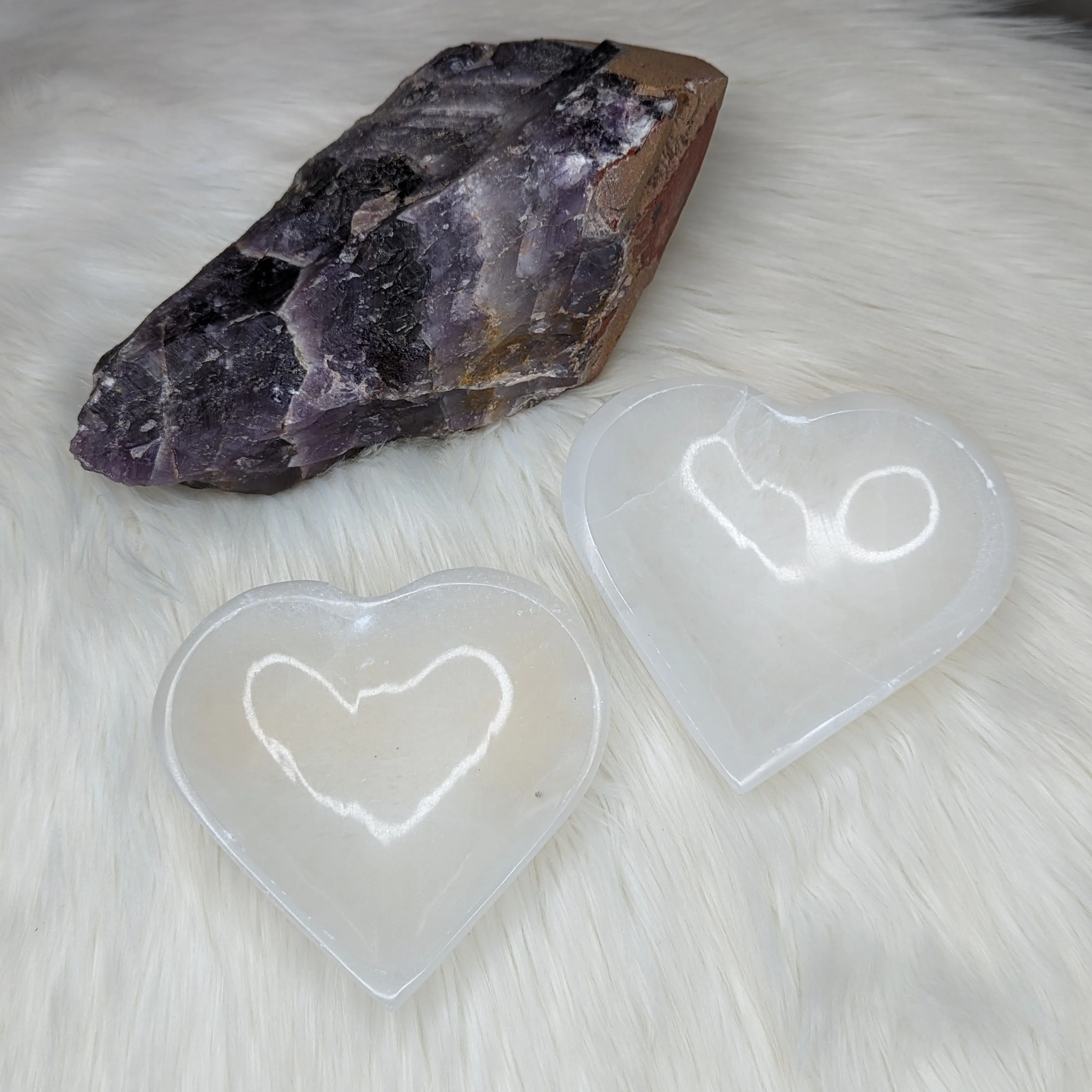 Selenite Heart Bowl~ Trinket Tray Carving for Charging Crystals ~