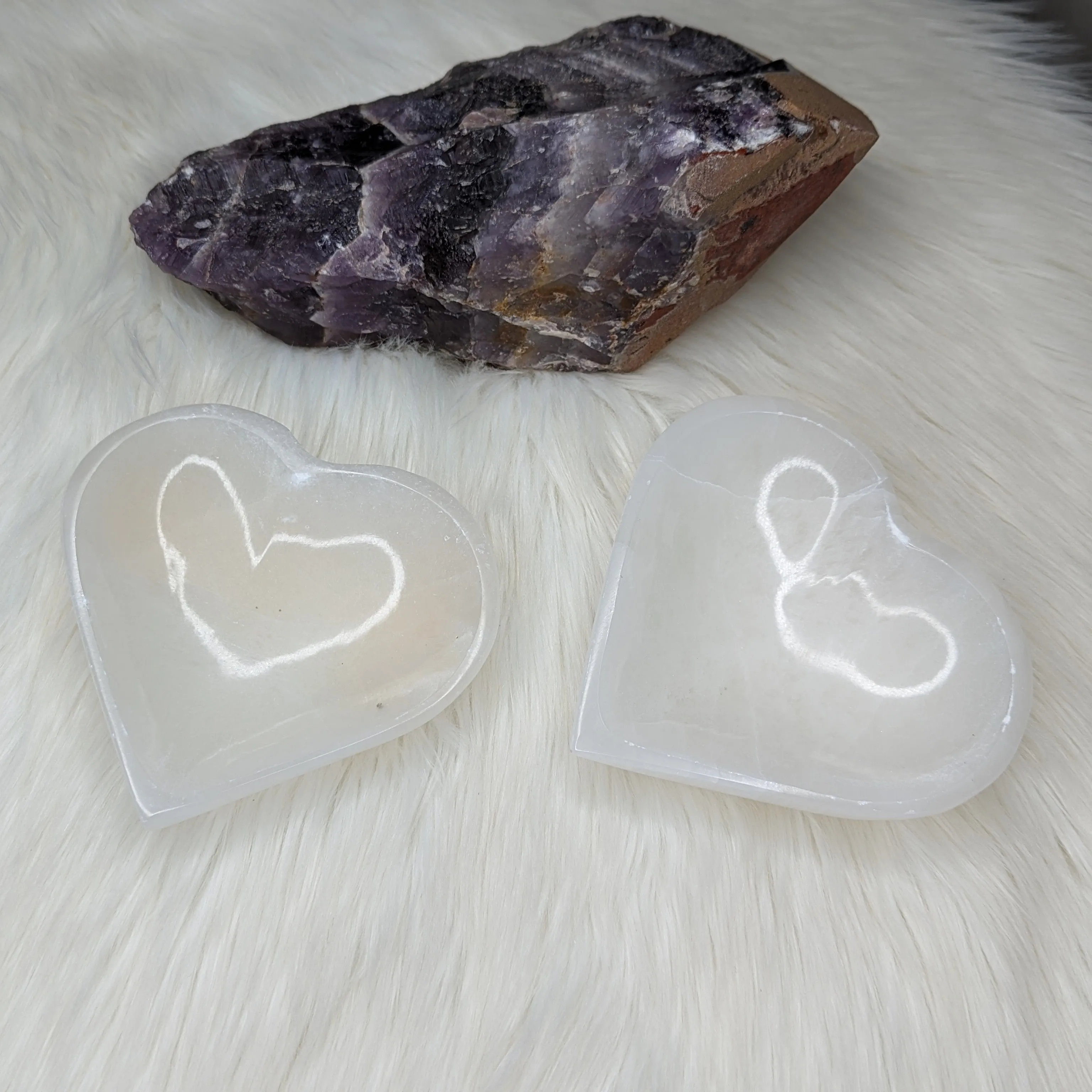 Selenite Heart Bowl~ Trinket Tray Carving for Charging Crystals ~