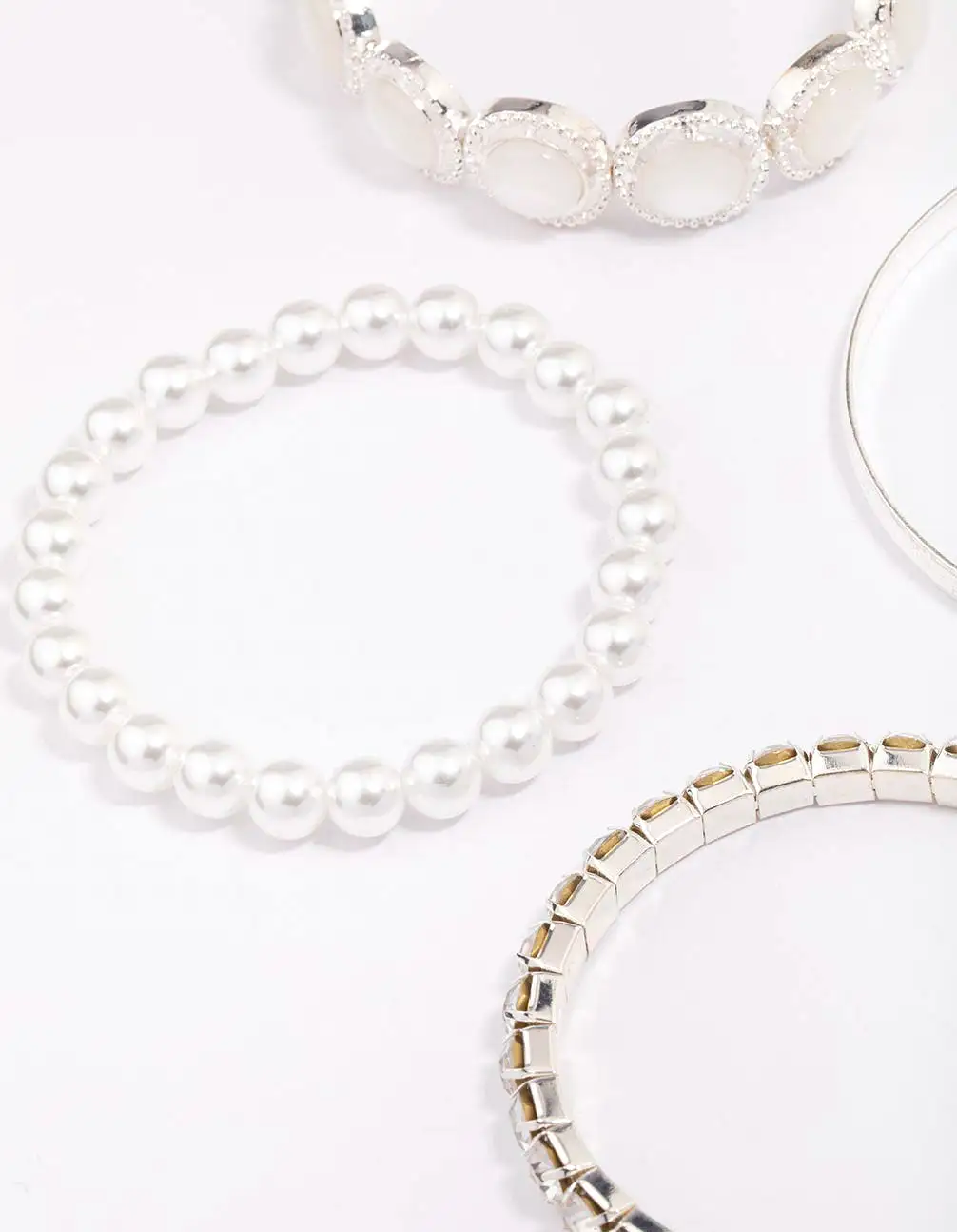 Silver Pearl Stretch Bracelet 5-Pack