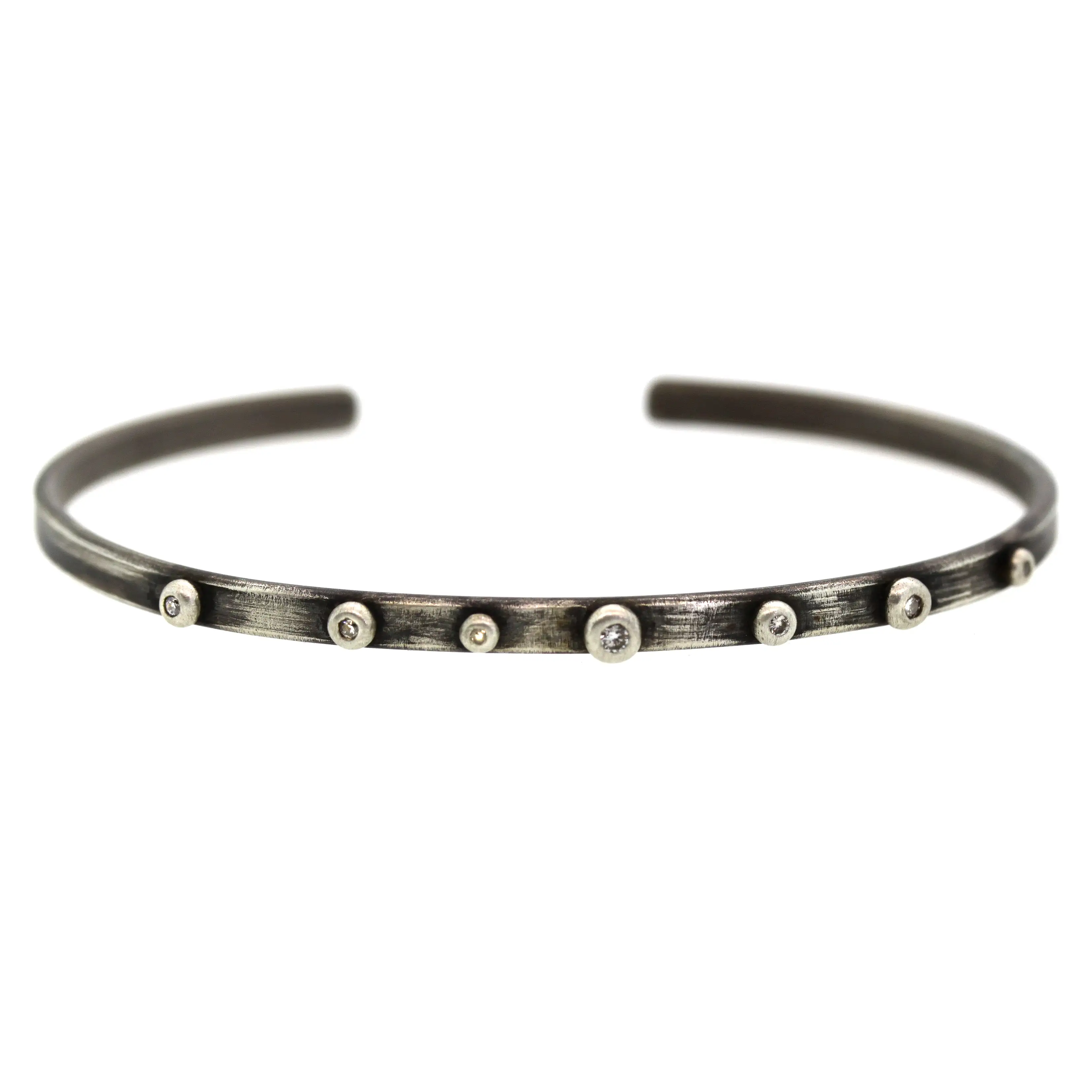 Silver Studded Diamond Cuff Bracelet