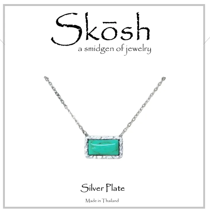 Skosh Satin Silver Green Turquoise Necklace