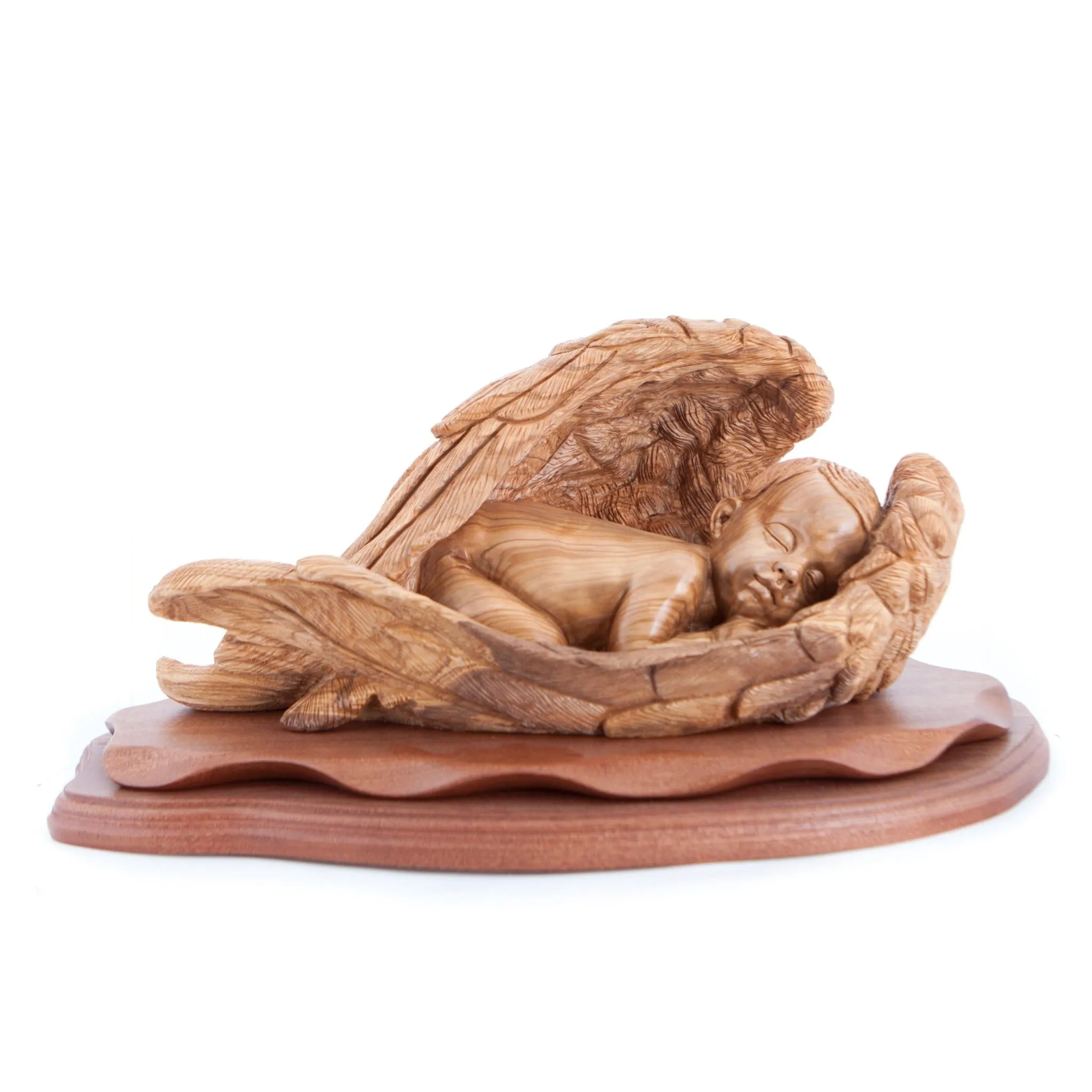 Sleeping Baby Jesus Angel with Wings 17.5, Wooden Carving